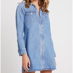 Madewell Zip Front Denim Shirt Dress XXS